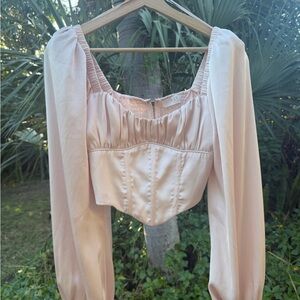 Astr Blush Long Sleeve Blouse